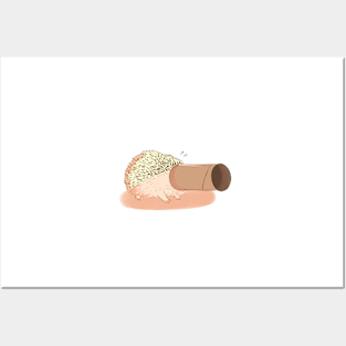 Hedgehog Stuck With Toilet Paper Tube Posters and Art